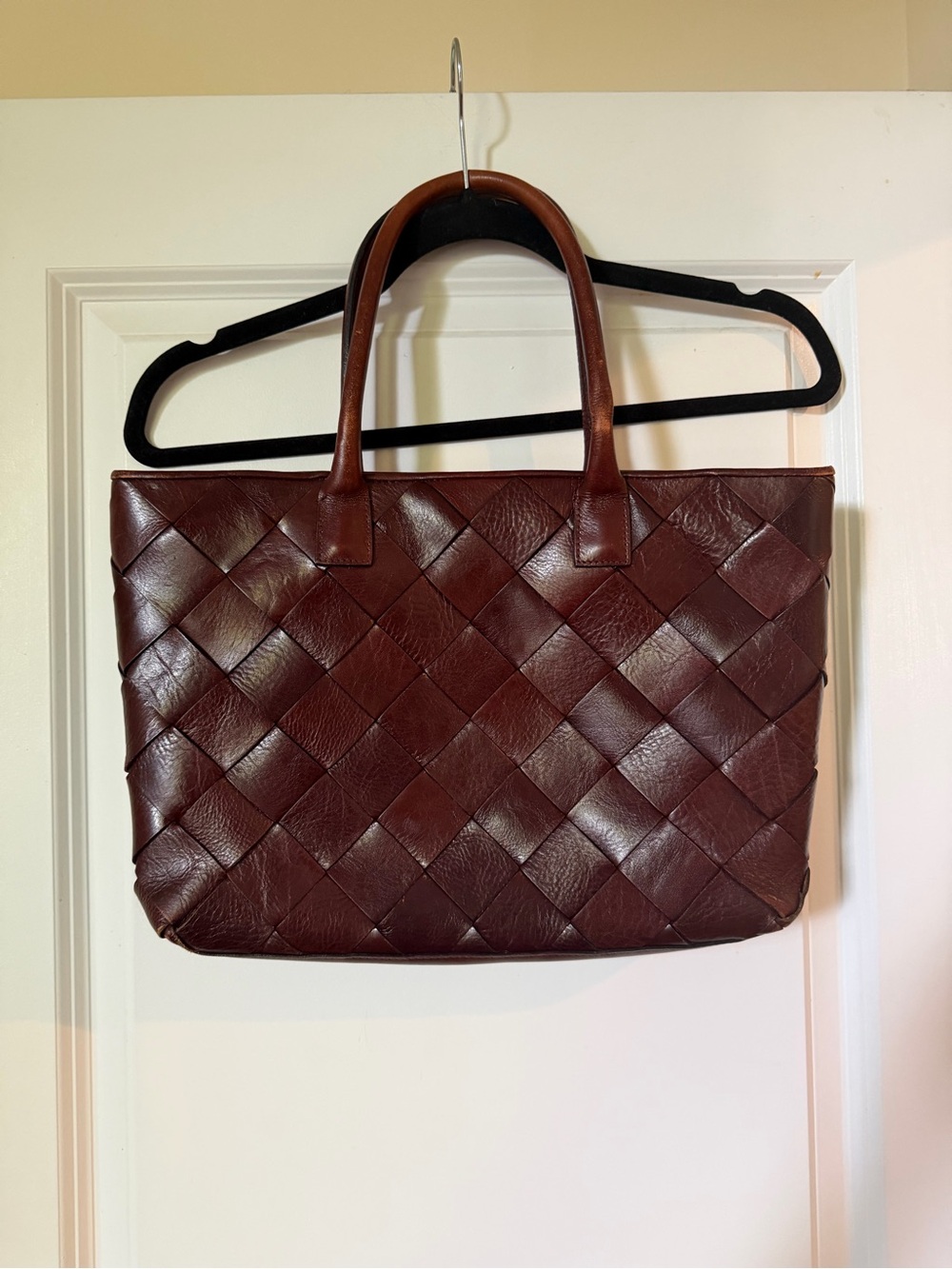 Wilsons Leather Woven Tote Bag in Dark Brown